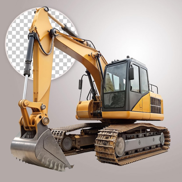 PSD track excavator png isolated on transparent background