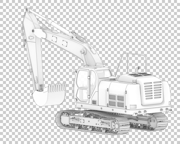 PSD track excavator on transparent background 3d rendering illustration