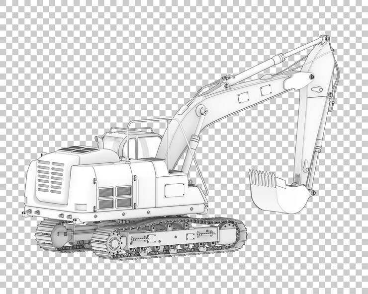 PSD 투명 배경 3d 렌더링 그림에 트랙 굴삭기