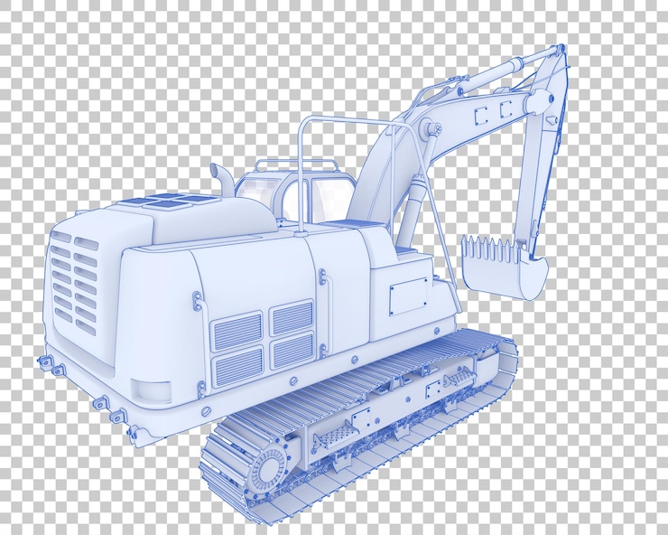 PSD 투명 배경 3d 렌더링 그림에 트랙 굴삭기