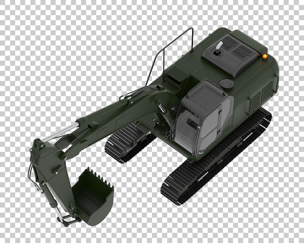 PSD track excavator on transparent background 3d rendering illustration