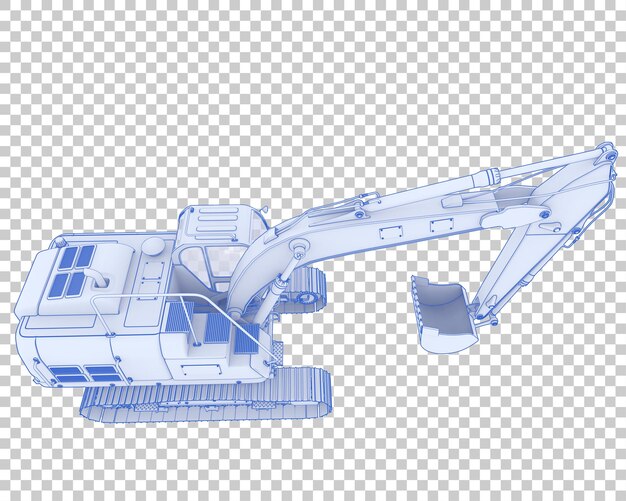 Track excavator on transparent background 3d rendering illustration