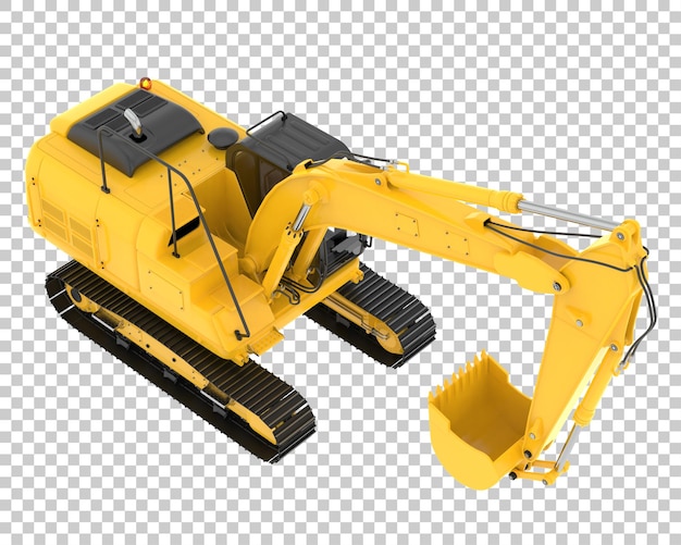 Track excavator on transparent background 3d rendering illustration