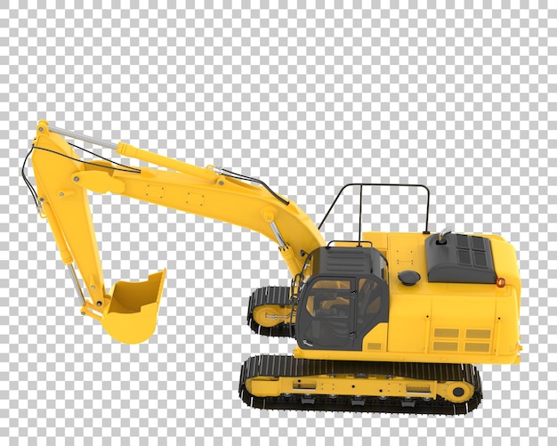PSD track excavator on transparent background 3d rendering illustration