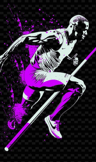 PSD track and field athlete sprinting with running shoes and ba illustration flat 2d sport backgroundt