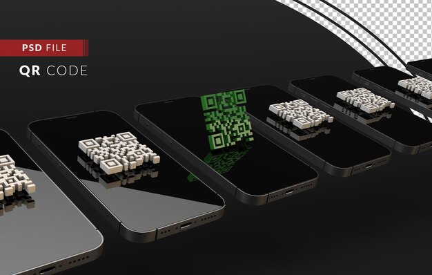 최신 스마트폰 3d 렌더에서 qr 코드로 식별 추적 및 추적