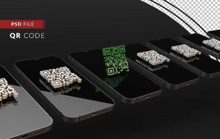 PSD track and trace identification with qr code on modern smartphone 3d render