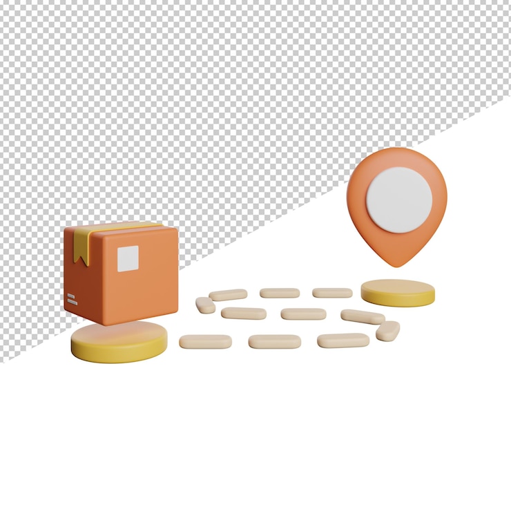 PSD tracking levering verzending vooraanzicht 3d-rendering pictogram illustratie op transparante achtergrond