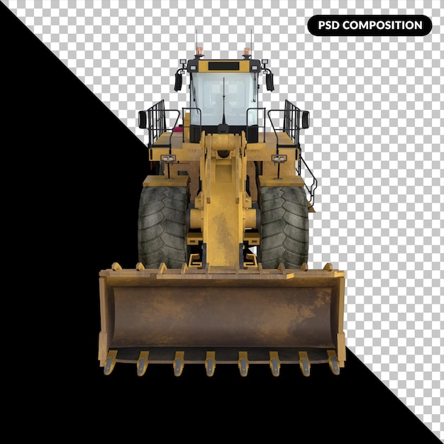 PSD tractor engineering vehicle isolated 3d rendering