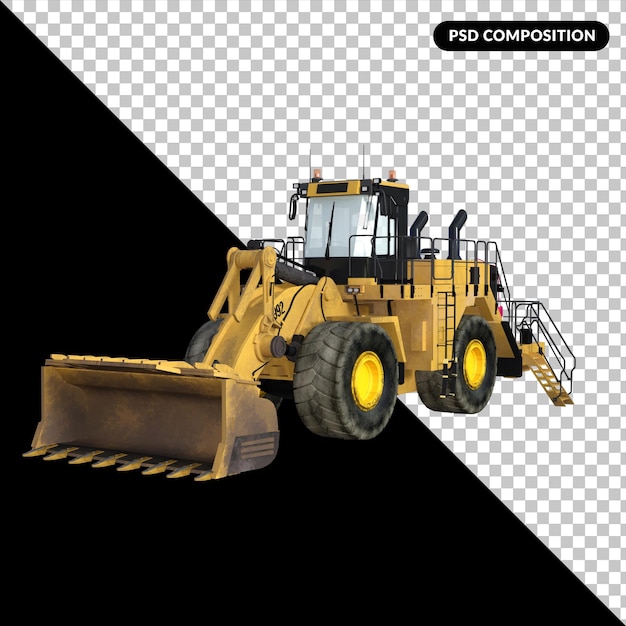 PSD tractor engineering vehicle isolated 3d rendering