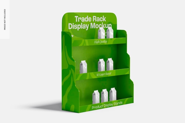 PSD trade rack display mockup, left view