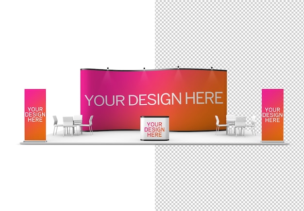 PSD trade show exhibition stand isolated mock up