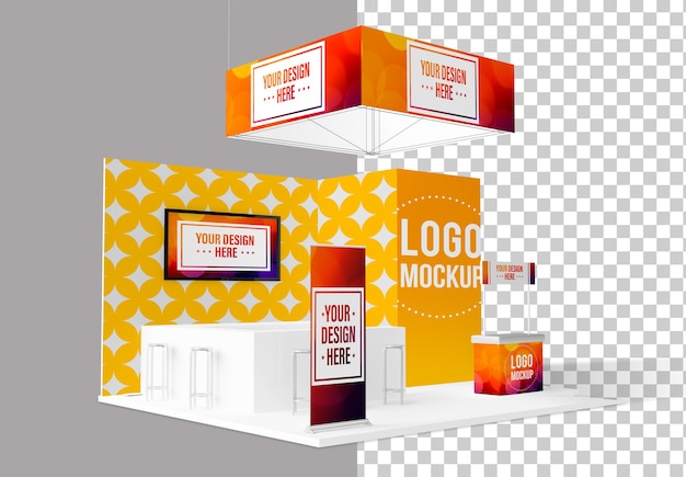 Trade show exhibition stand isolated mockup