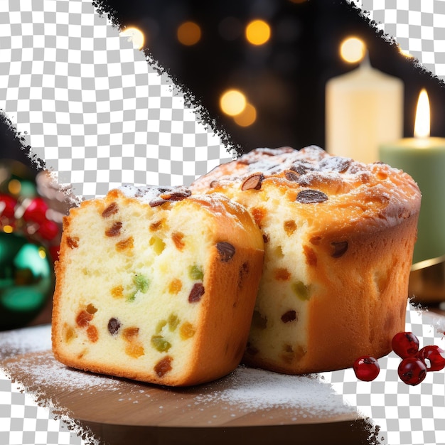 PSD traditional brazilian christmas pastry with green lights transparent background