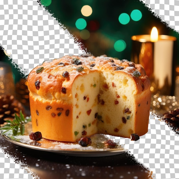 PSD traditional brazilian christmas pastry with green lights transparent background