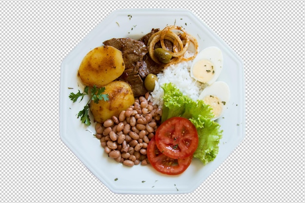 PSD Традиционная бразильская еда, обеденная тарелка png с прозрачным фоном