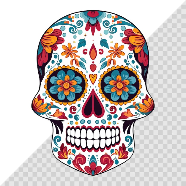 Traditional calavera ornate sugar skull isolated on white background the day of the dead symbol