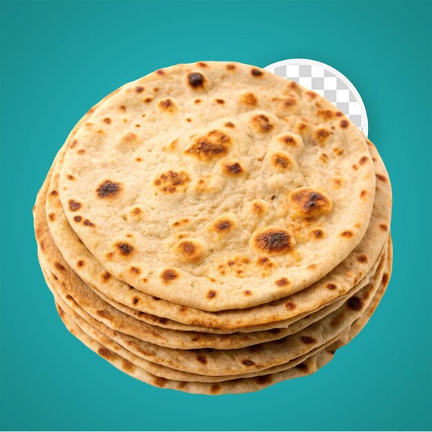 PSD traditional chapati cakes on a blackboard are isolated on a white background in closeup