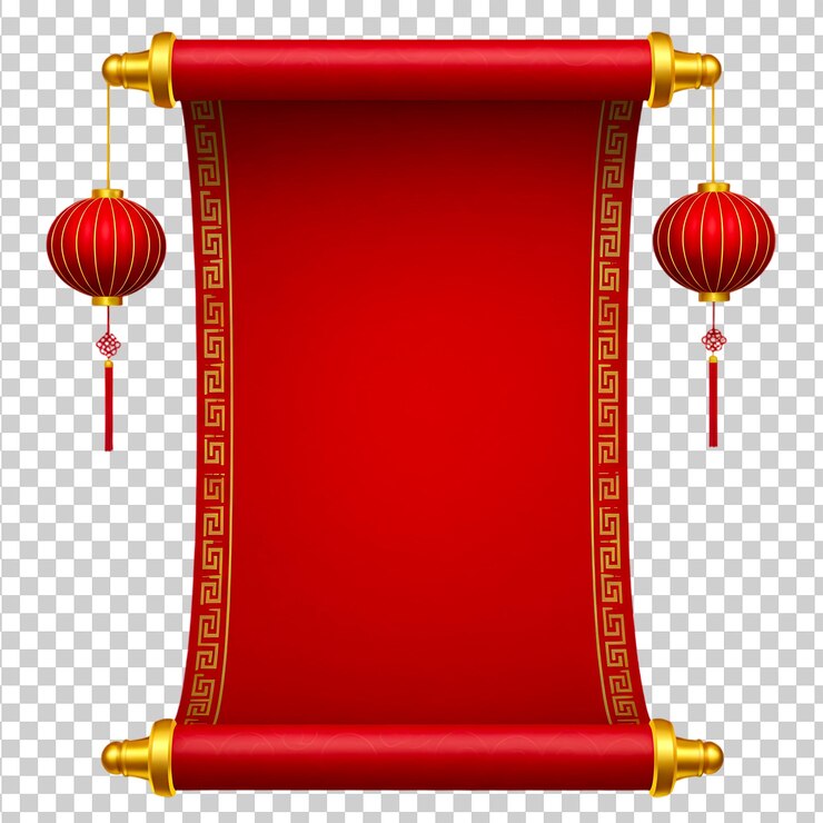 PSD traditional chinese scroll with lanterns for festive occasions