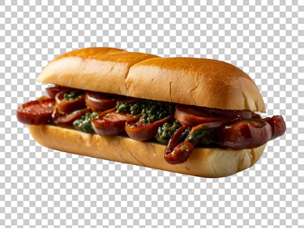 PSD traditional choirman argentina sandwich with chorizo a on transparent background