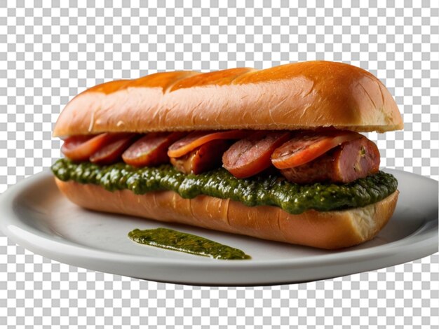 PSD traditional choirman argentina sandwich with chorizo a on transparent background