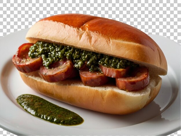 PSD traditional choirman argentina sandwich with chorizo a on transparent background