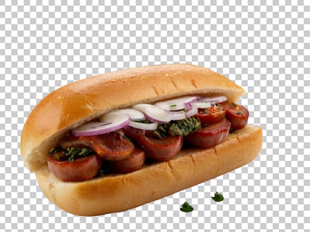 Traditional choirman argentina sandwich with chorizo a on transparent background