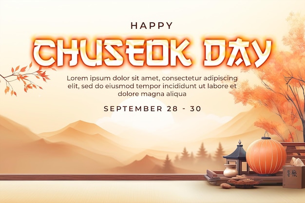 PSD traditional chuseok background and banner design