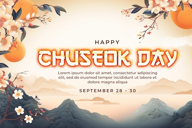 PSD traditional chuseok background and banner design