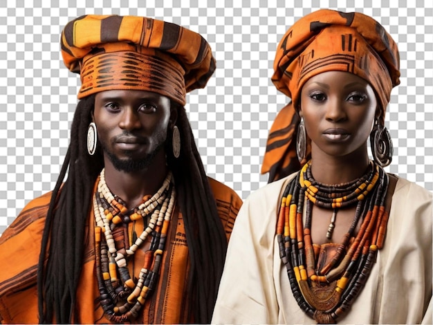 PSD 透明な背景に描かれたアフリカの伝統服装