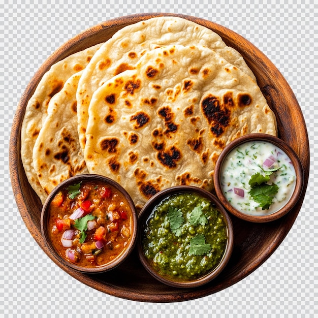 전통적 인 인도 요리 로티 프라타 카나이 (Roti Prata Canai)