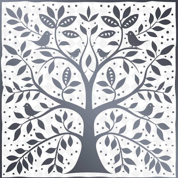 PSD traditional folk art with our handdrawn black and white cnc frame outline for vector art lovers