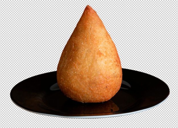 PSD traditional fried coxinha on a black plate brazilian snack