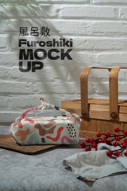 Traditional japanese furoshiki mockup