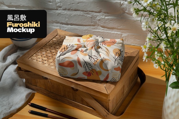 Traditional japanese furoshiki mockup