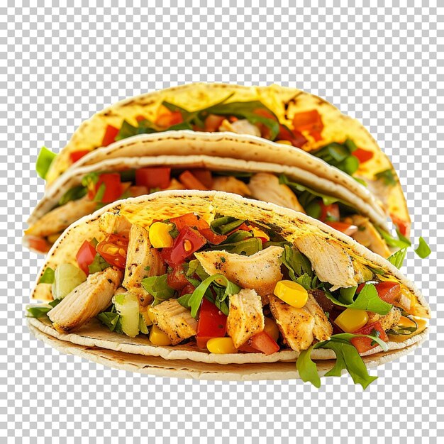 PSD traditional mexican tacos with meat and vegetables grilled chicken tacos isolated on background