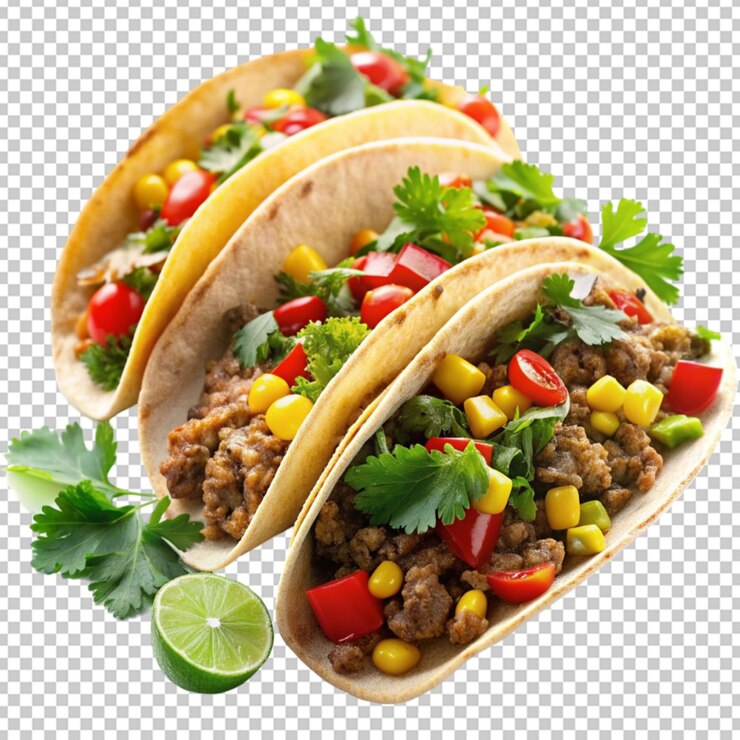 traditional Mexicans tacos with meat and vegetables