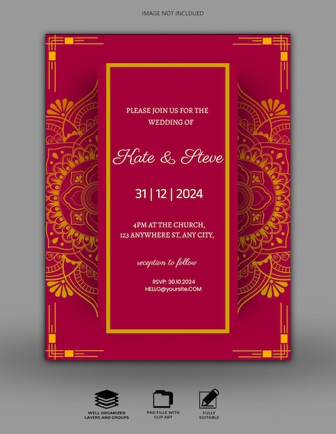 PSD traditional minimalistic wedding invitation