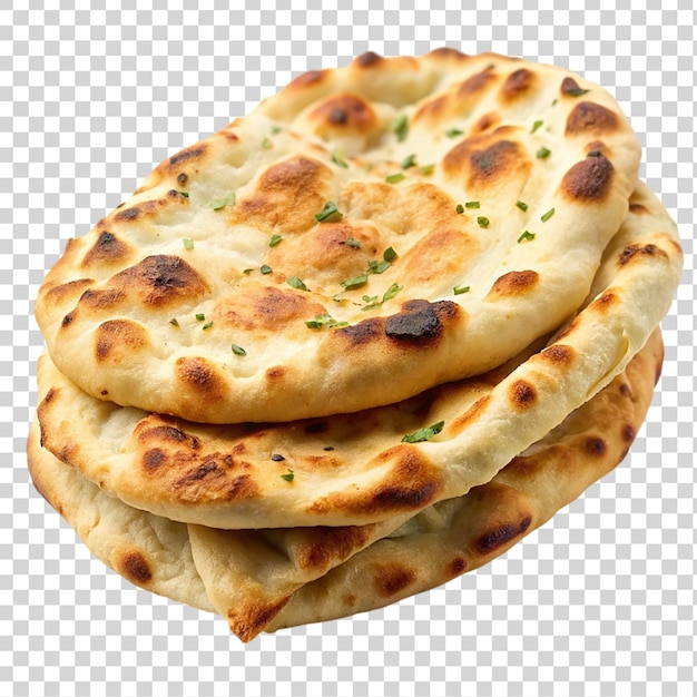 Pane naan tradizionale isolato su uno sfondo trasparente