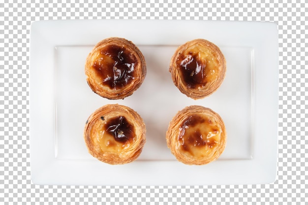 PSD traditional portuguese dessert pasteis pastel de nata or pasteis de belem png transparent background