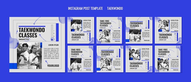 PSD collezione di post di instagram di arti marziali tradizionali di tawkwondo