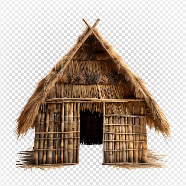 PSD traditional thatched hut house isolated on transparent background generative ai