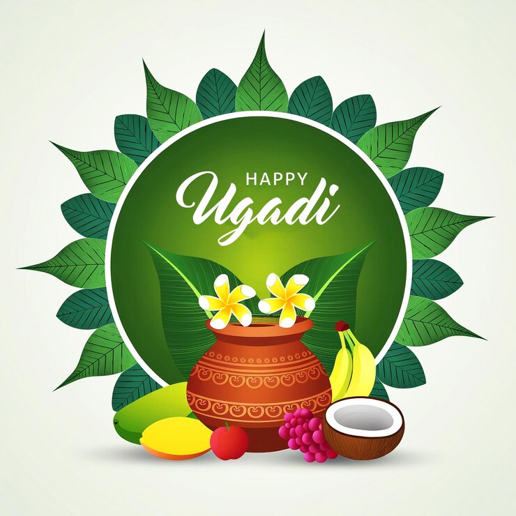 PSD traditional ugadi greeting design with bright colors