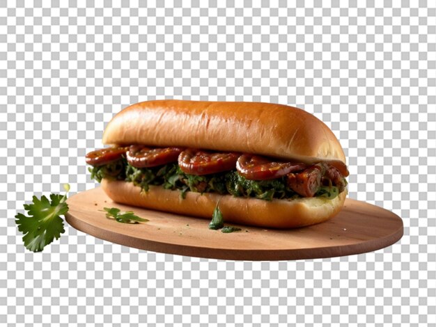 Traditionele argentijnse sandwich met chorizo op een doorzichtige achtergrond