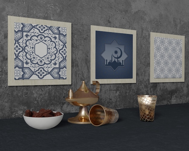 PSD traditionele ramadan regeling met frames mock-up