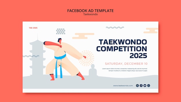 PSD traditionele tawkwondo vechtsporten social media promo-sjabloon