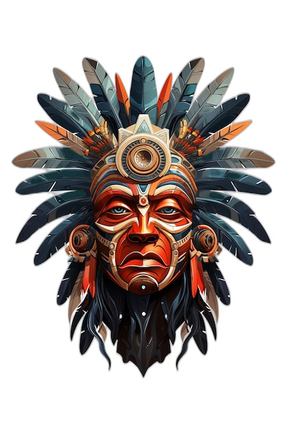 PSD tradycyjna maska indian ameryki południowej z piórami wygenerowana przez ai obraz