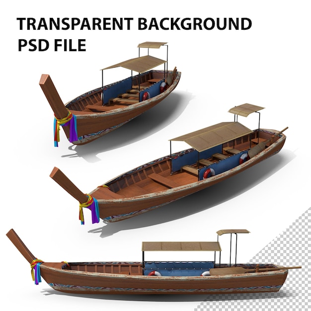 PSD tradycyjna tajska łódź z długim ogonem png