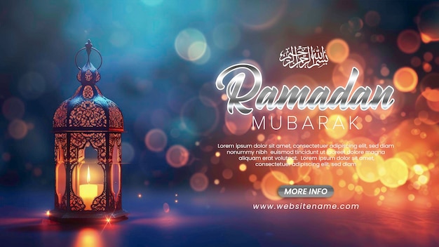 Tradycyjne lampy Ramadanu na abstrakcyjnym świetle bokeh tło Ramadanu latarnia muzułmańska uroczystość