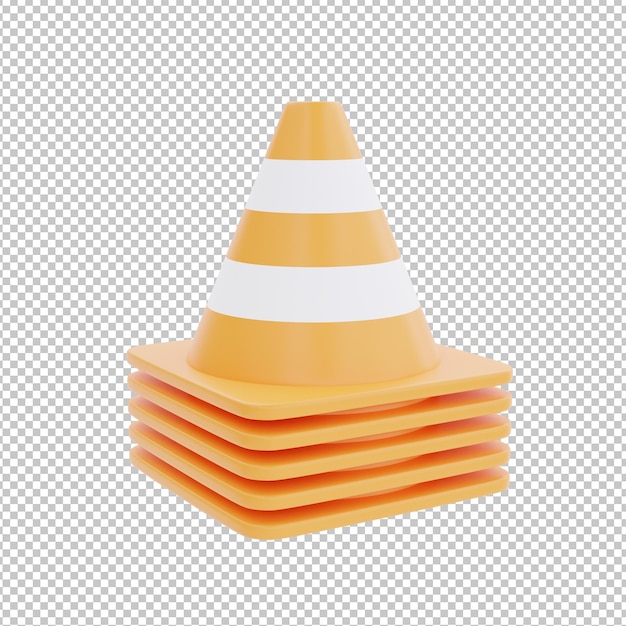 Traffic cone isolated on white background construction tools and equipment labor day 3d rendering